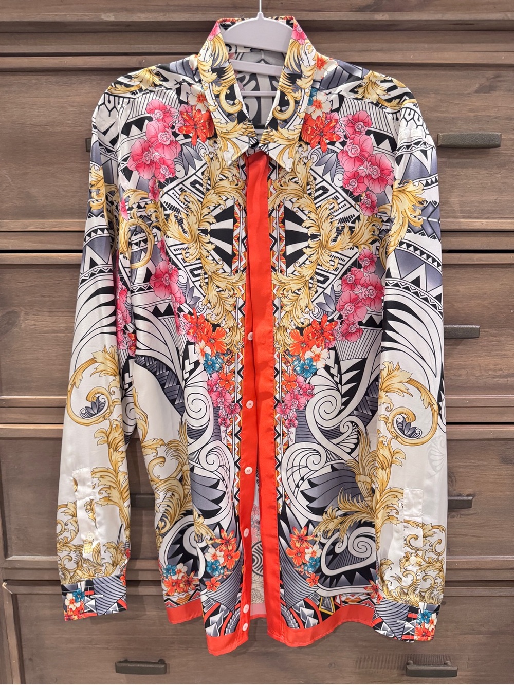 Versace Multicolor Floral Baroque Button-Up Shirt
